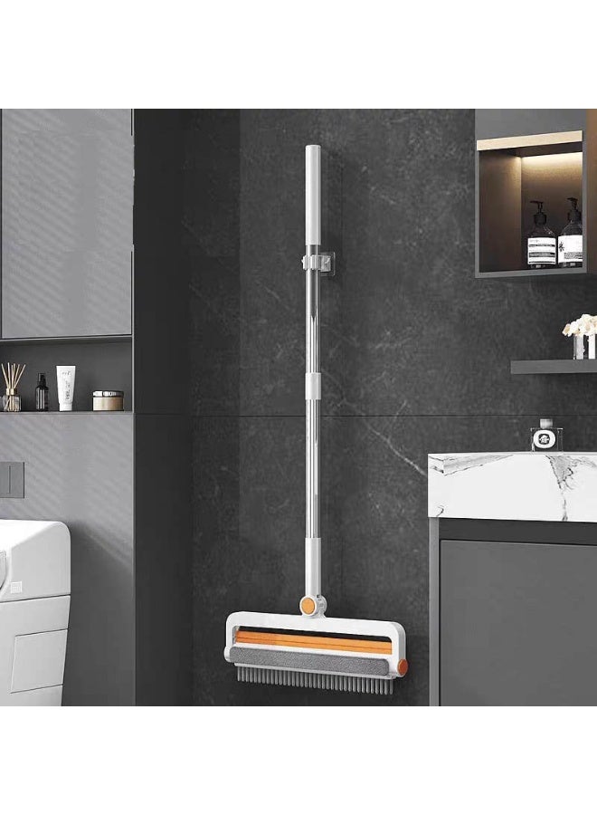 مكنسة سحرية مع ممسحة مطاط – فرشاة أرضيات 2 في 1 بمقبض طويل قابل للتعديل لتنظيف الحمام والمطبخ والبلاط - Image 2